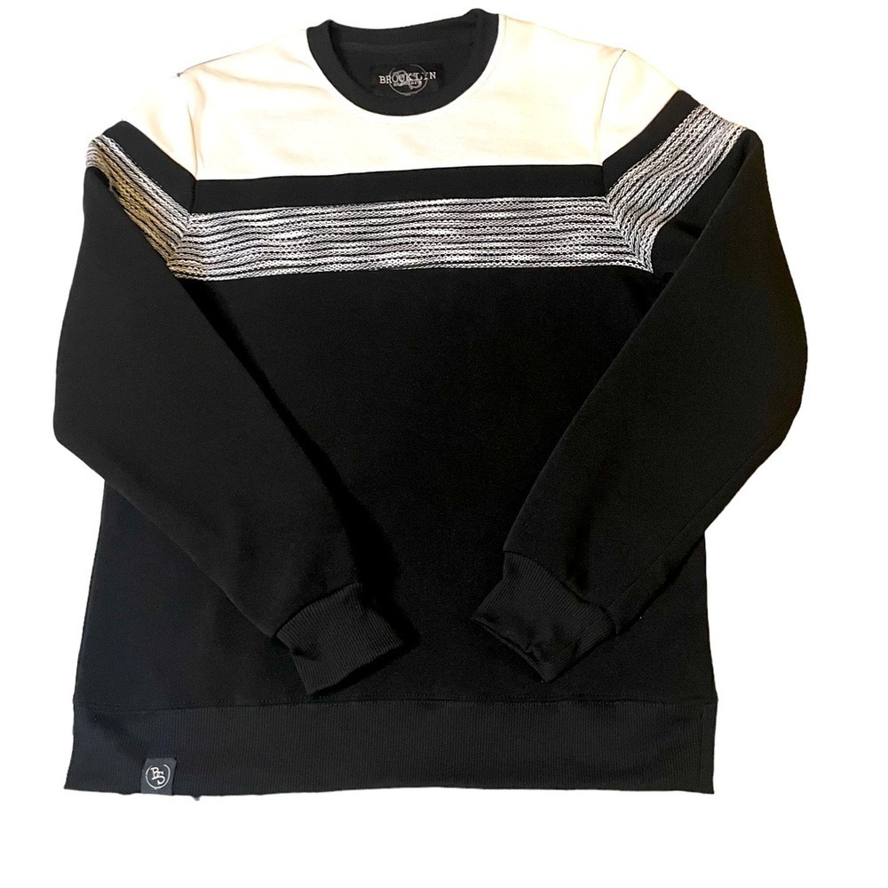 BROOKLYN Standard Black and White Mens Sweater Size Medium NWT